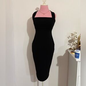 Nookie Black Square-Neck Midi Bodycon Dress